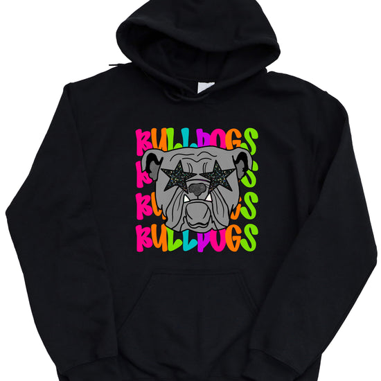 Bulldogs neon rainbow mascot hoodie in Black - view 7