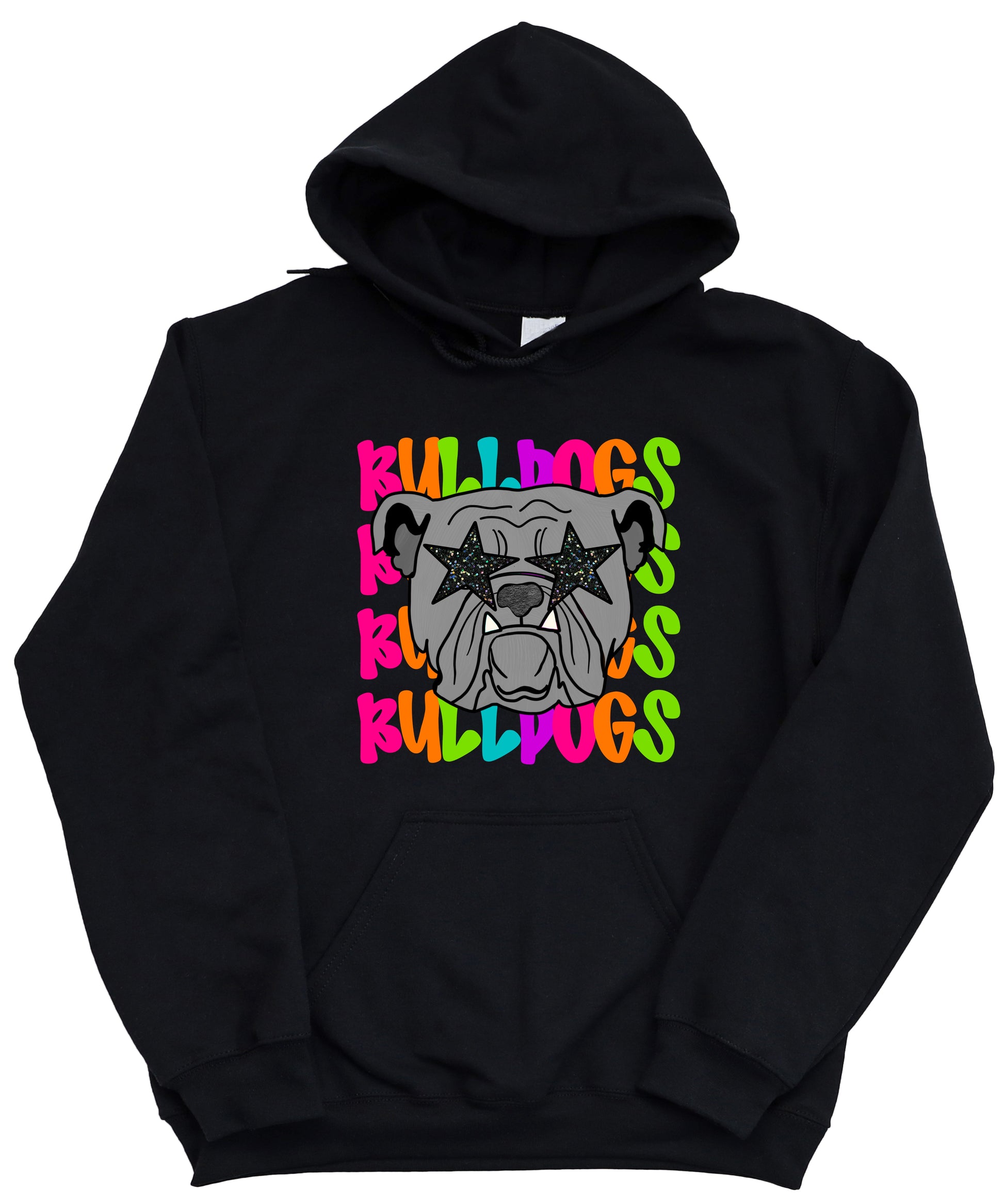 Bulldogs neon rainbow mascot hoodie in Black - view 7