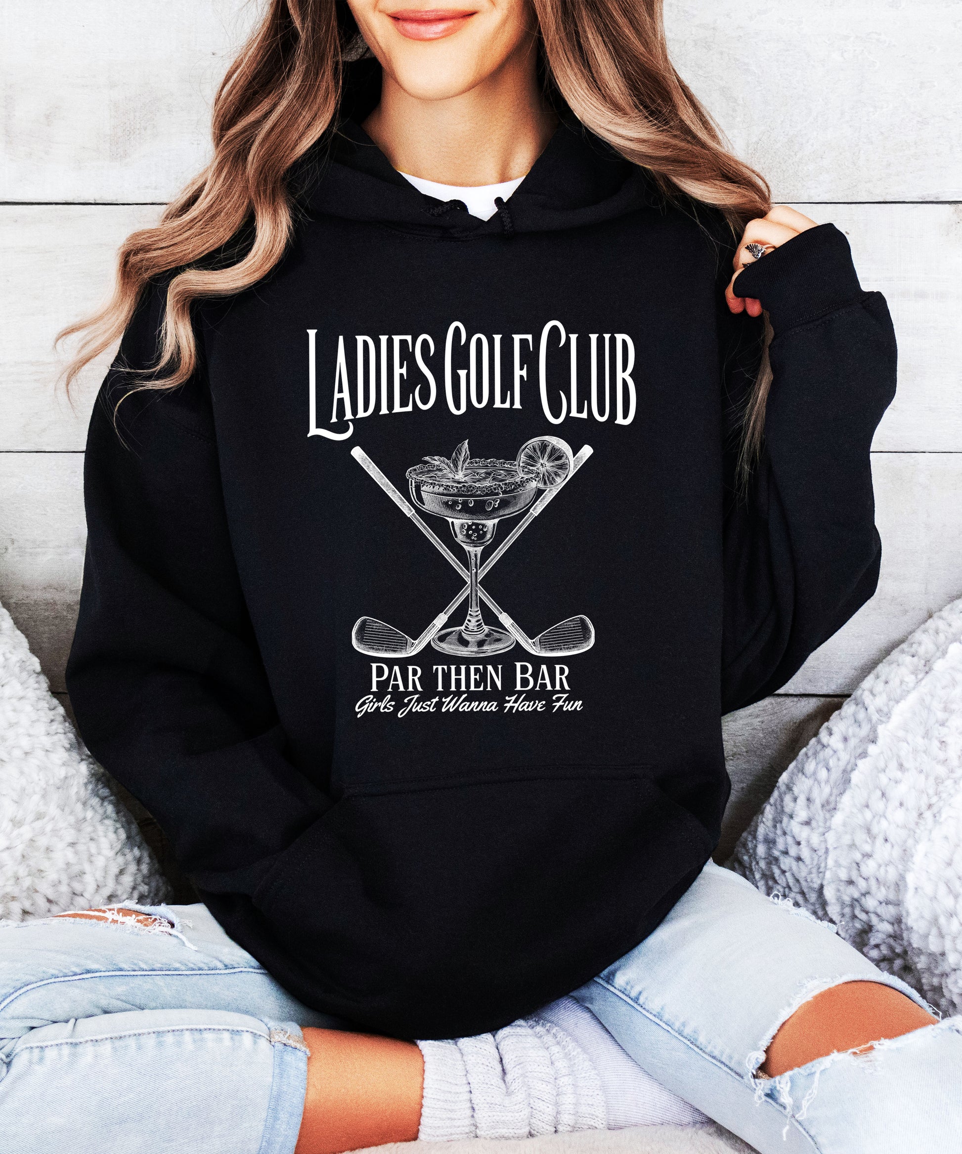Ladies Golf Club Par Then Bar Hoodie for Women - Black 7