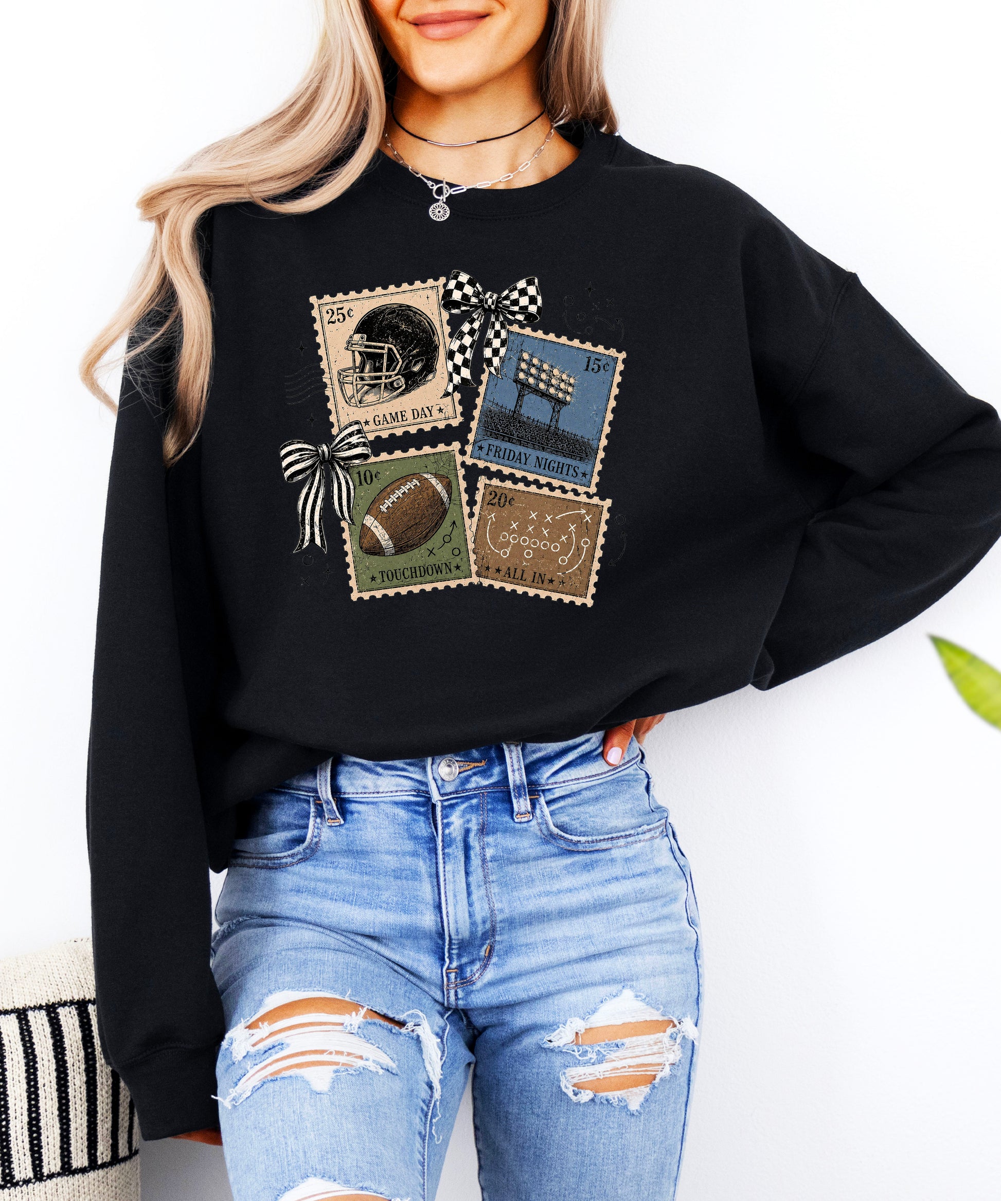 Vintage Football Black crewneck sweatshirt, view 7
