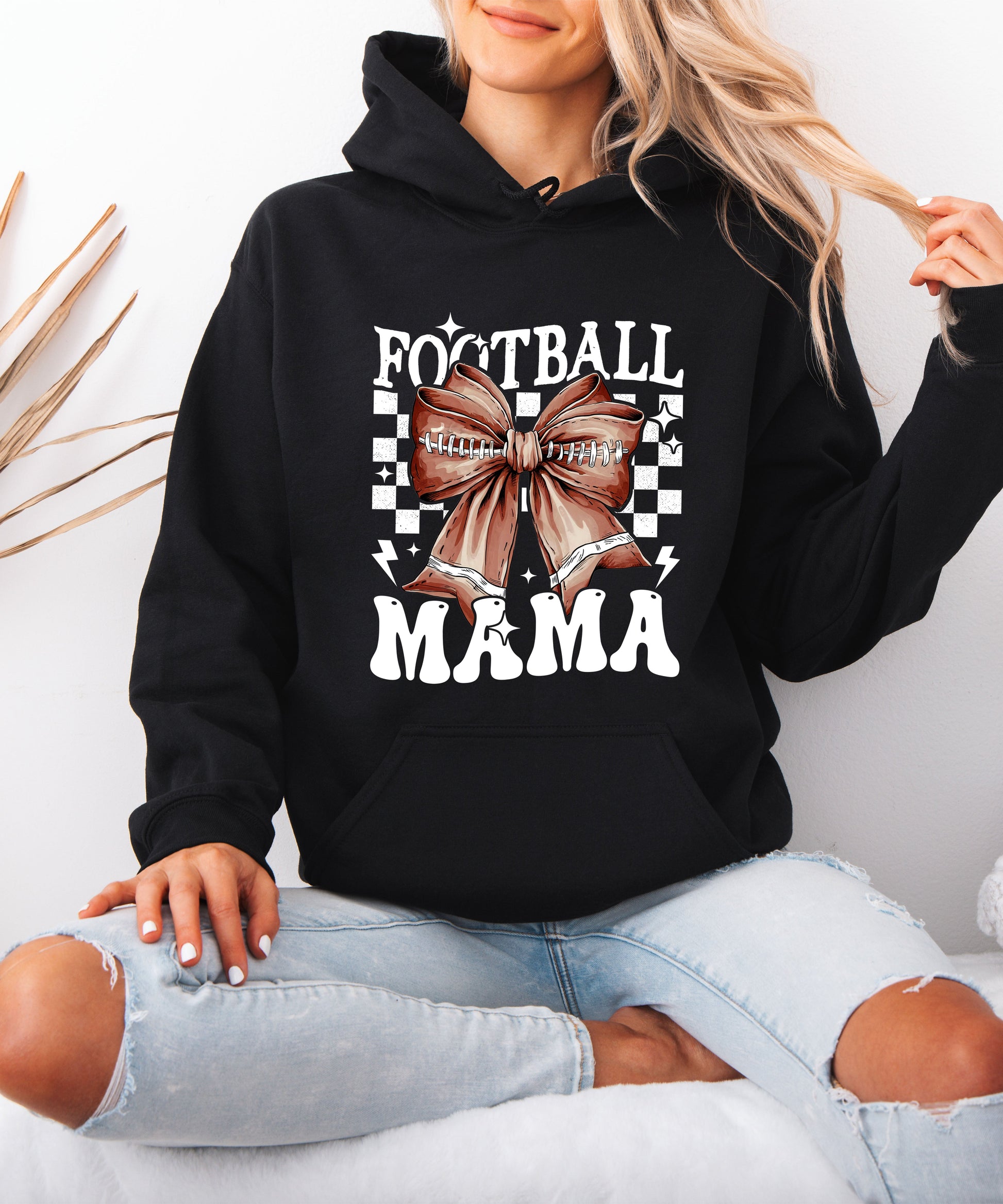 Football Mama Hoodie for Women – Black view 7