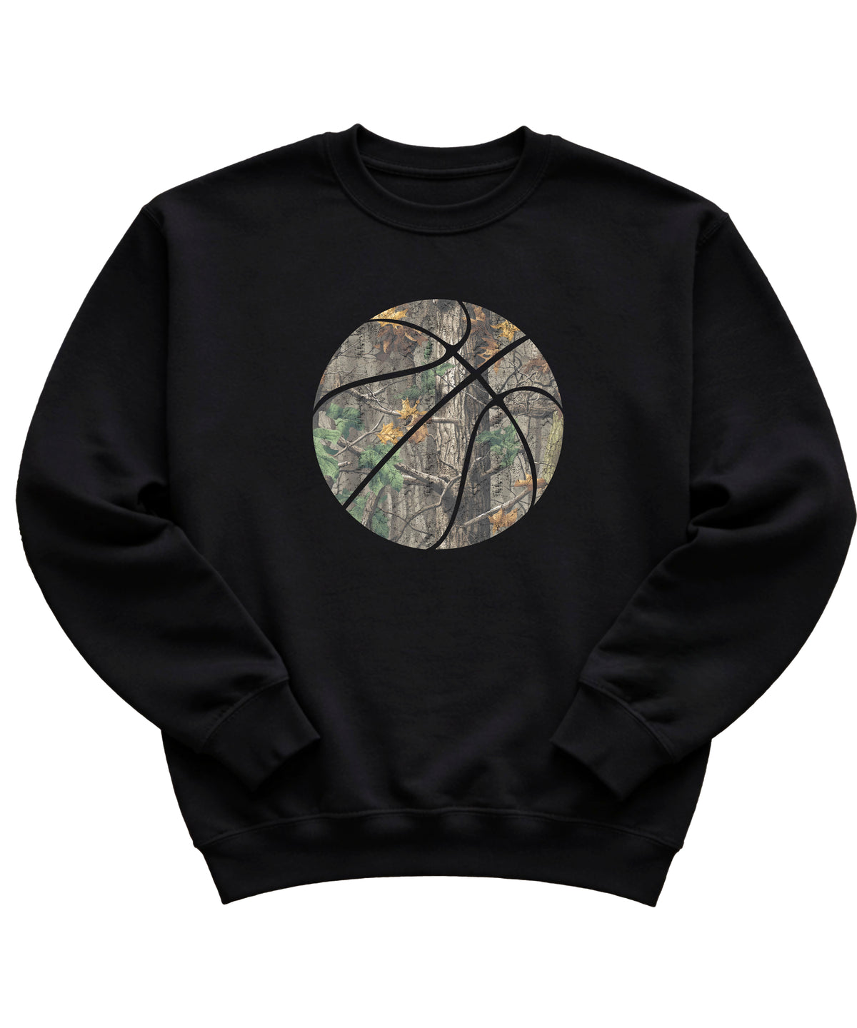 Camo basketball crewneck sweatshirt in Black, view 1