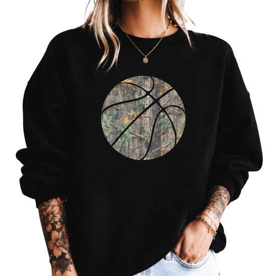 Camo basketball crewneck sweatshirt in Black, view 2