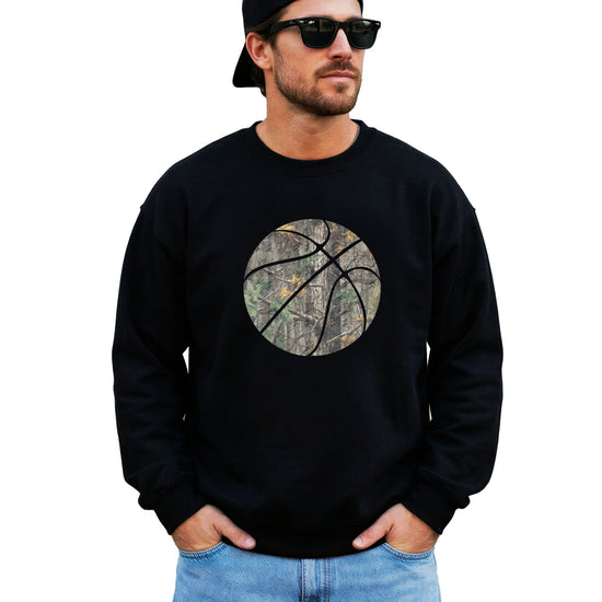 Camo basketball crewneck sweatshirt in Black, view 3