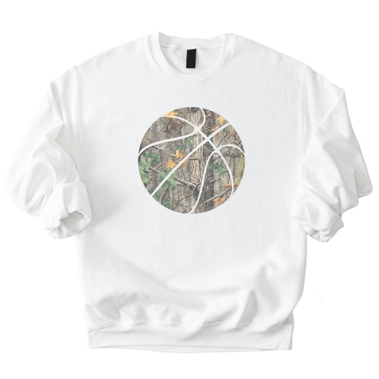 Camo basketball crewneck sweatshirt in White, view 1