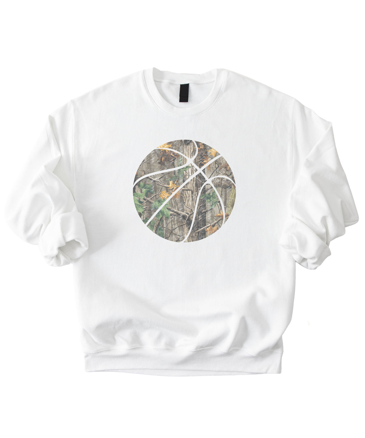 Camo basketball crewneck sweatshirt in White, view 1
