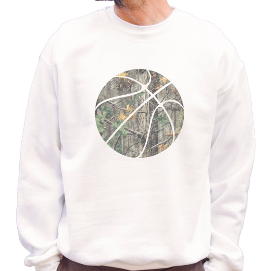 Camo basketball crewneck sweatshirt in White, view 3
