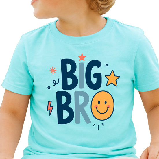 Big Bro Shirt for Boys Big Brother Sibling Reveal Tee in Chill front view