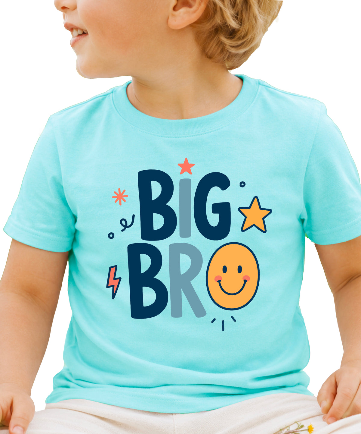 Big Bro Shirt for Boys Big Brother Sibling Reveal Tee in Chill front view