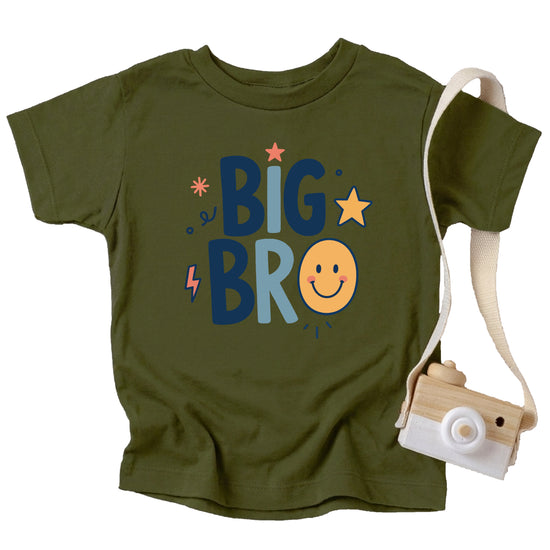 Big Bro Shirt for Boys Big Brother Sibling Reveal Tee in Military Green view 3