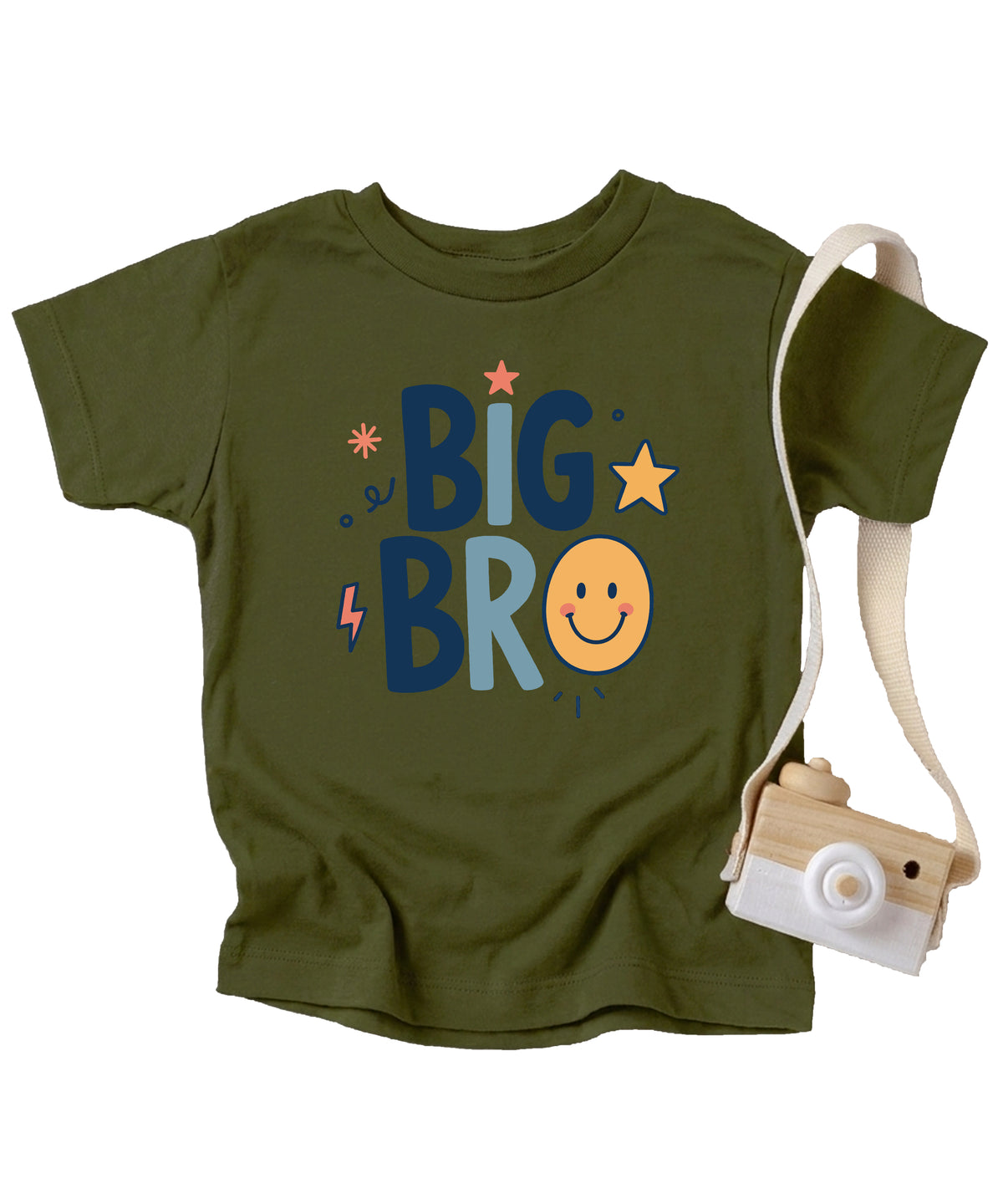 Big Bro Shirt for Boys Big Brother Sibling Reveal Tee in Military Green view 3