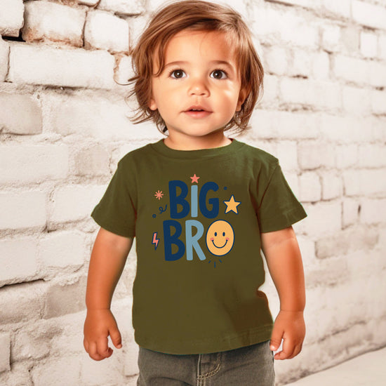 Big Bro Shirt for Boys Big Brother Sibling Reveal Tee in Military Green view 4