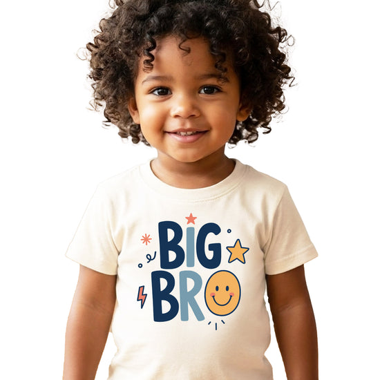 Big Bro Shirt for Boys Big Brother Sibling Reveal Tee in Natural front view