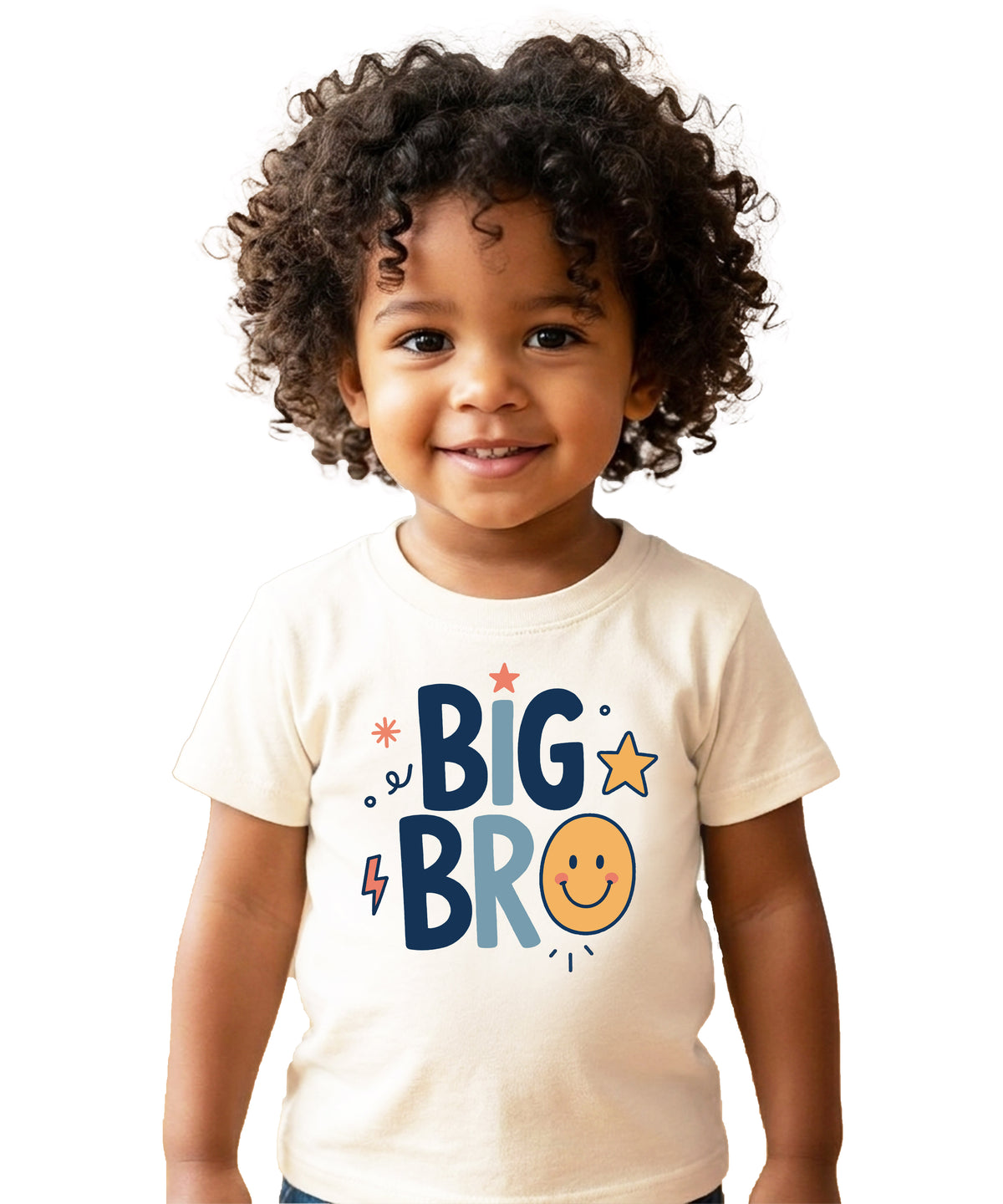 Big Bro Shirt for Boys Big Brother Sibling Reveal Tee in Natural front view