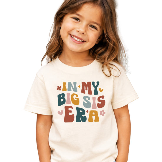 'In My Big Sis Era' girls' graphic tee in Natural, main front view