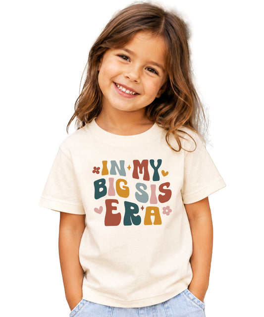 'In My Big Sis Era' girls' graphic tee in Natural, main front view