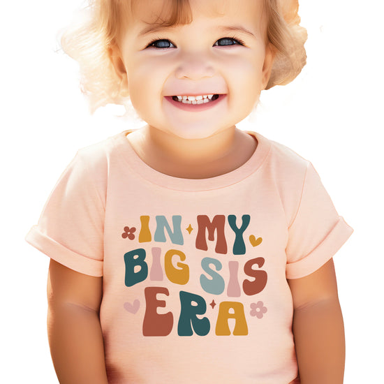 'In My Big Sis Era' girls' graphic tee in Peach, alternate view 2