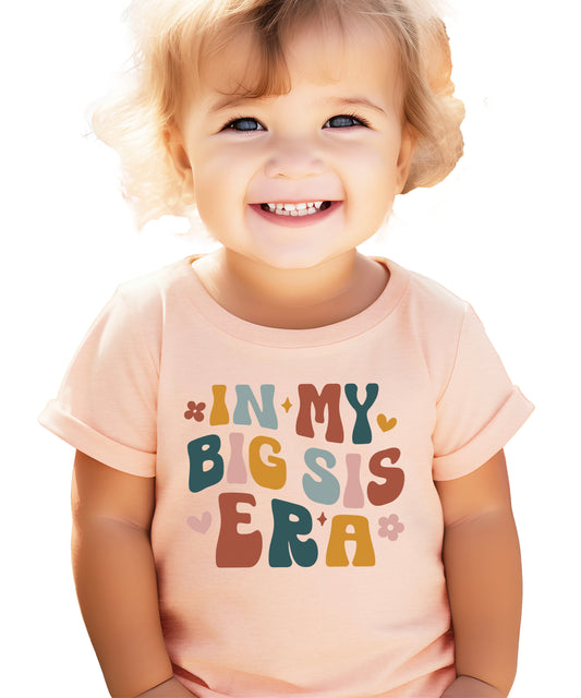 'In My Big Sis Era' girls' graphic tee in Peach, alternate view 2