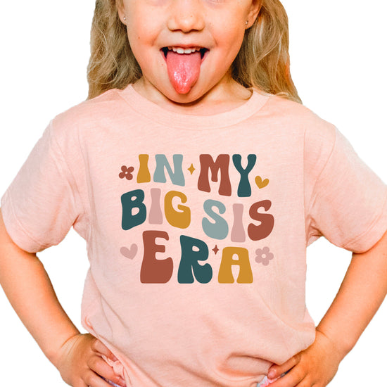 'In My Big Sis Era' girls' graphic tee in Peach, alternate view 3