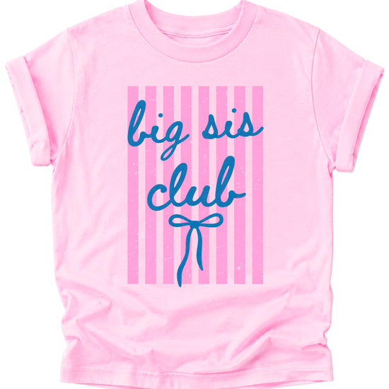 Big Sis Club sibling reveal announcement tee in Pink for girls - detail view