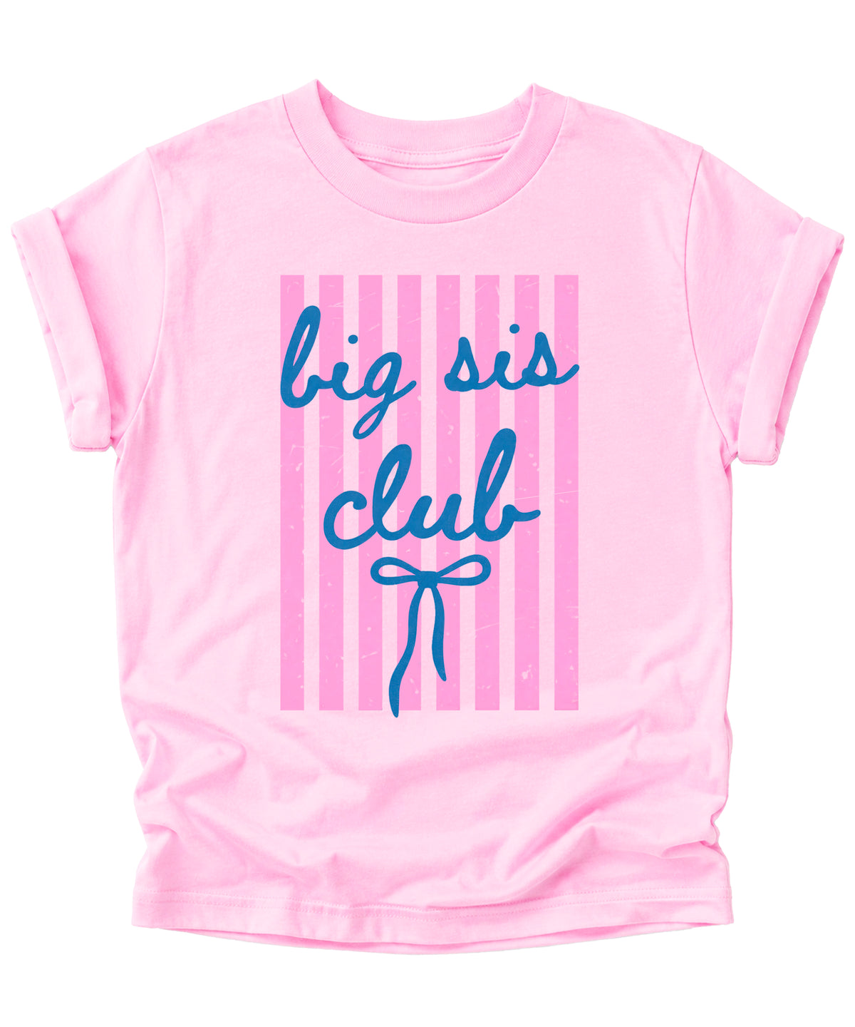 Big Sis Club sibling reveal announcement tee in Pink for girls - detail view