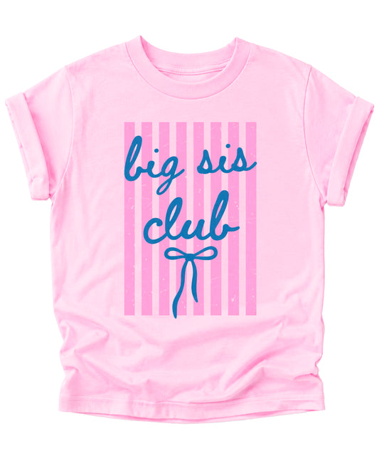 Big Sis Club sibling reveal announcement tee in Pink for girls - detail view