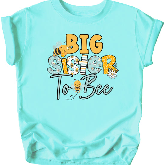 Big Sister to Bee bumble bee sibling reveal tee in Chill, view 2