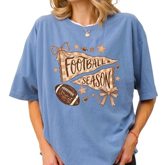 Olive Loves Apple Football Season game day tee - Blue Jean Shirt - view 1