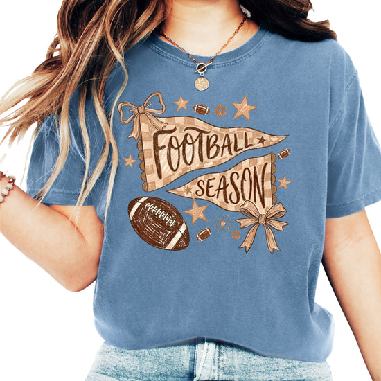 Olive Loves Apple Football Season game day tee - Blue Jean Shirt - view 2