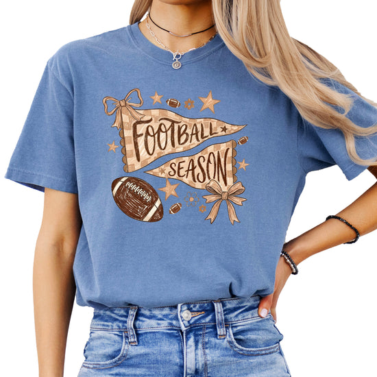 Olive Loves Apple Football Season game day tee - Blue Jean Shirt - view 4