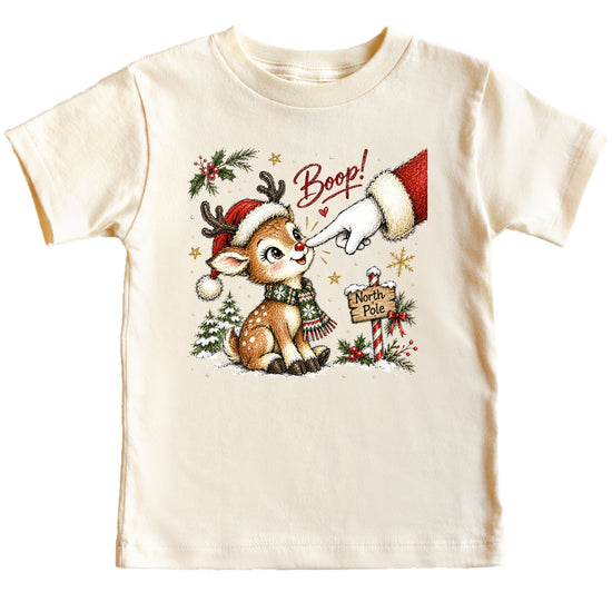 Boop reindeer Christmas shirt for baby, toddler and kids, Natural tee, image 1