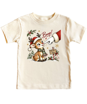 Boop reindeer Christmas shirt for baby, toddler and kids, Natural tee, image 1