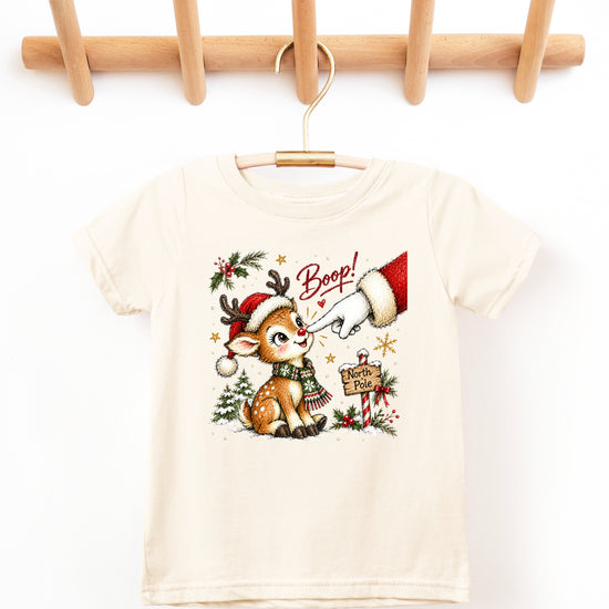 Boop reindeer Christmas shirt for baby, toddler and kids, Natural tee, image 4