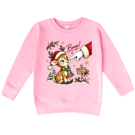 Santa boop reindeer Christmas sweatshirt for toddlers in Pink