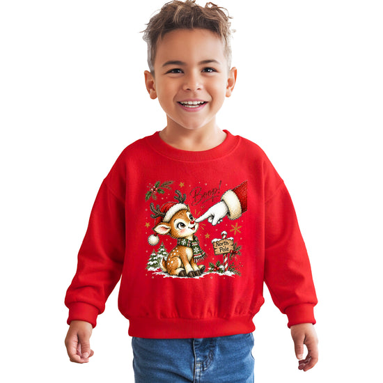 Santa boop reindeer Christmas sweatshirt for kids in Red