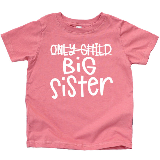 Mauve Only Child Big Sister sibling announcement tee for girls, view 4