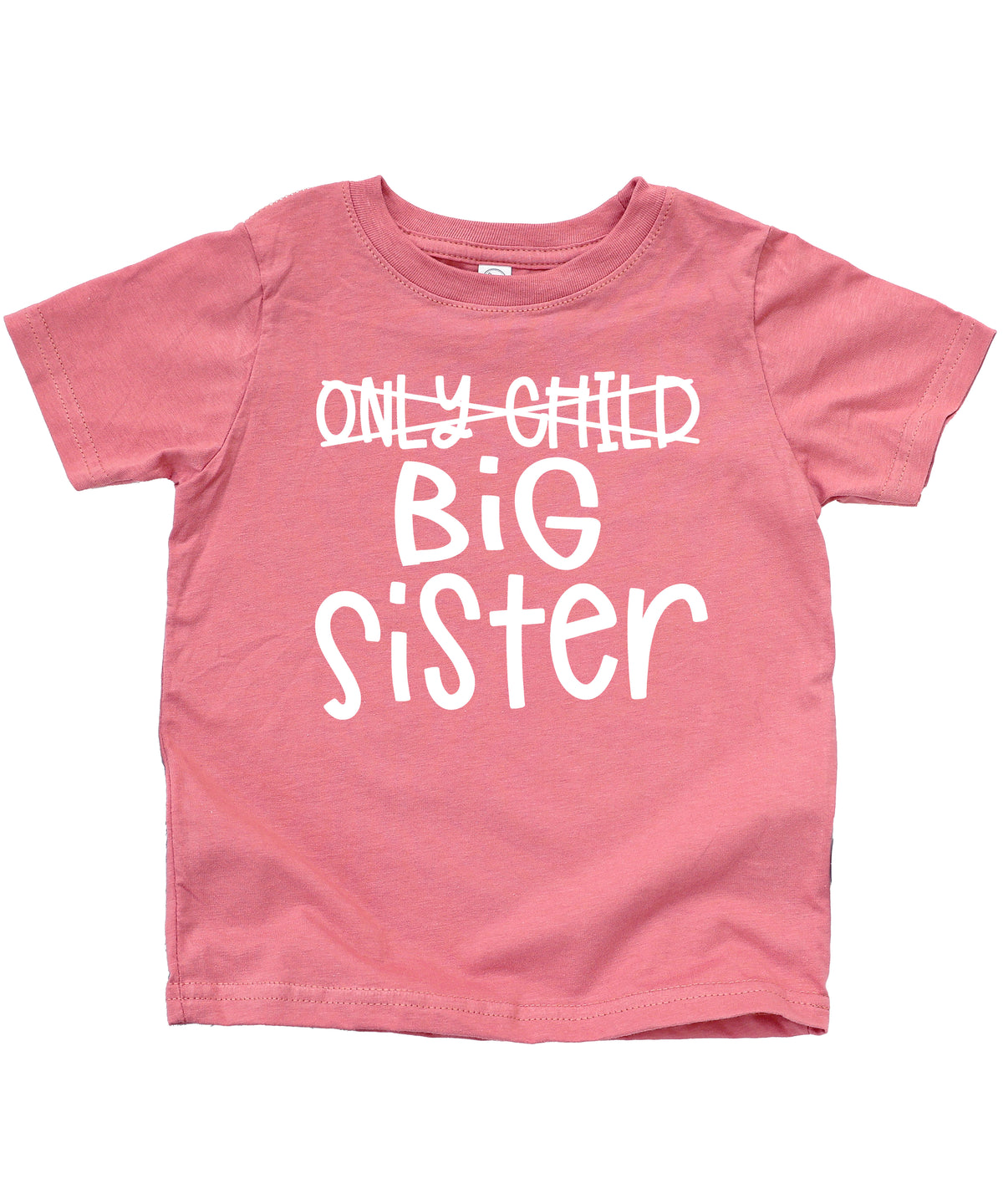 Mauve Only Child Big Sister sibling announcement tee for girls, view 4