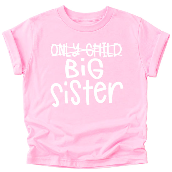 Pink Only Child Big Sister sibling announcement tee for girls, view 4