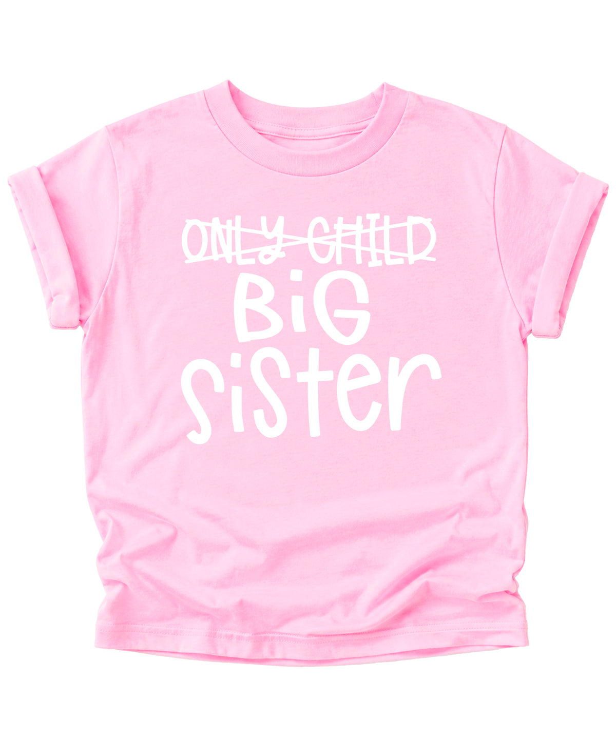Pink Only Child Big Sister sibling announcement tee for girls, view 4