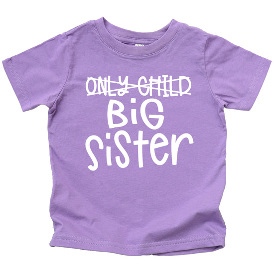Purple Only Child Big Sister sibling announcement tee for girls, view 4
