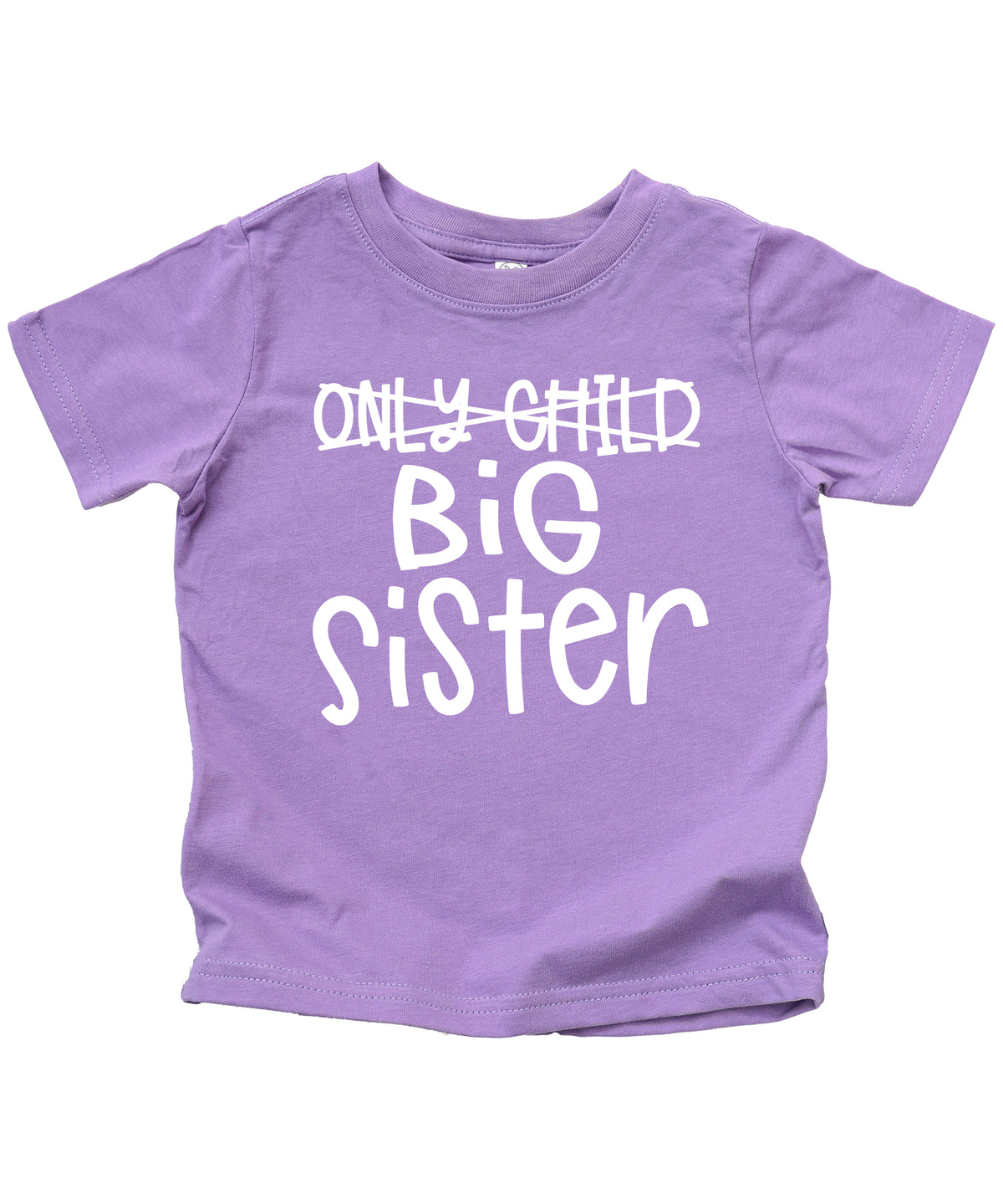 Purple Only Child Big Sister sibling announcement tee for girls, view 4