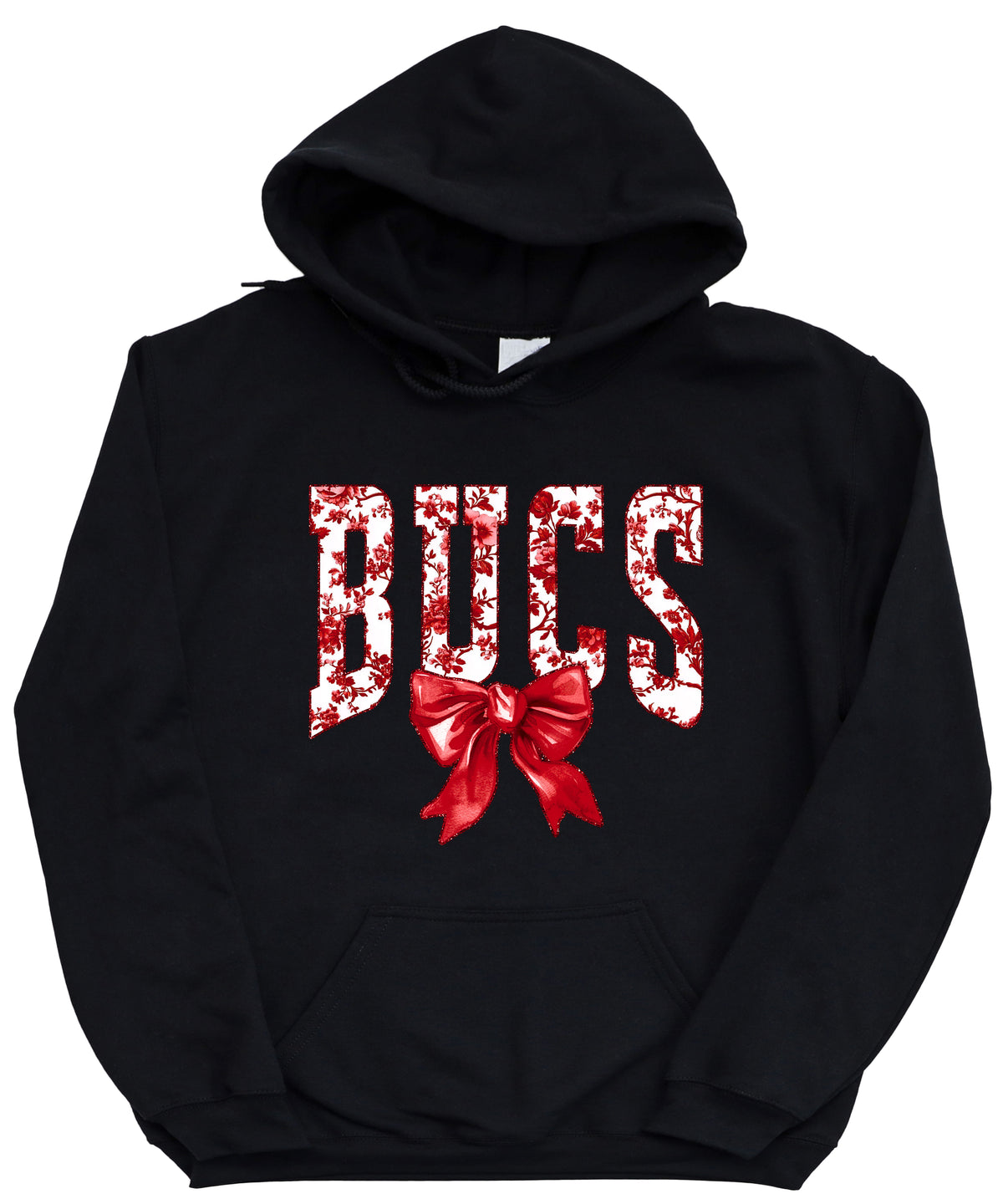 Black hoodie back and sleeve detail
