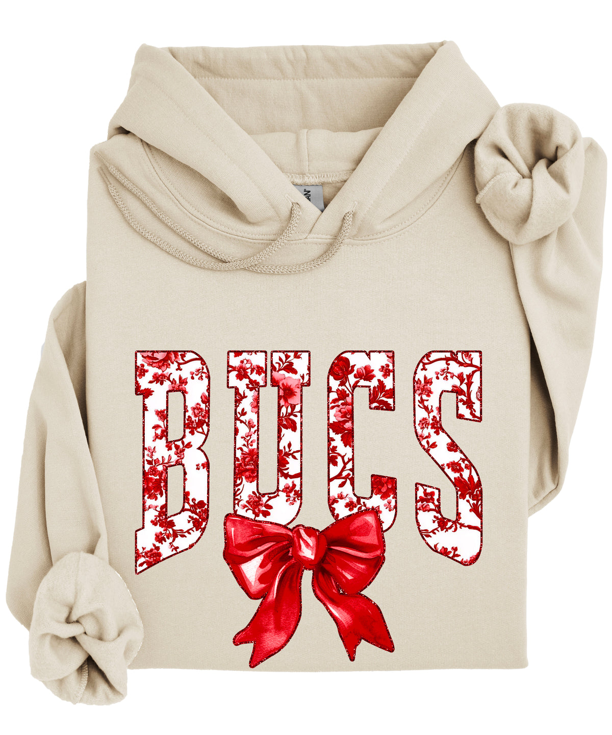 Sand hoodie back and sleeve detail