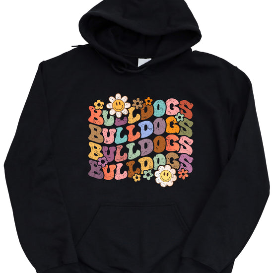 Bulldogs groovy retro school spirit hoodie in Black - view 3