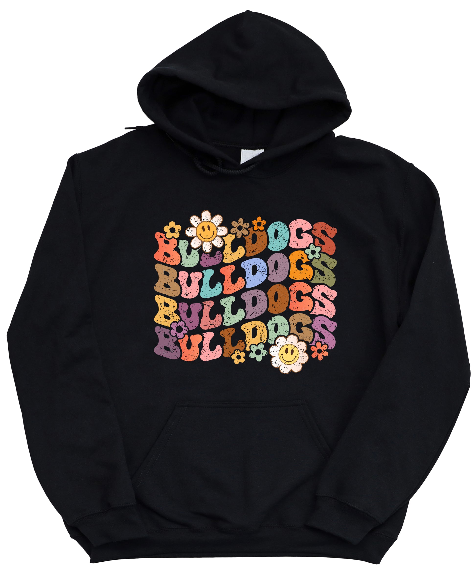 Bulldogs groovy retro school spirit hoodie in Black - view 3