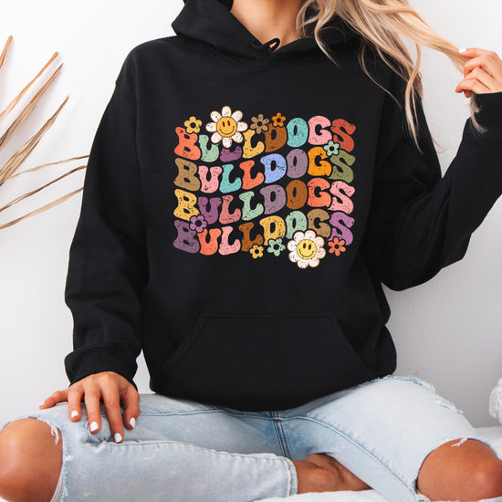 Bulldogs groovy retro school spirit hoodie in Black - view 6