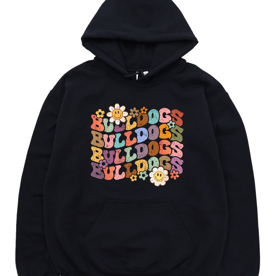 Bulldogs groovy retro school spirit hoodie in Black - view 7