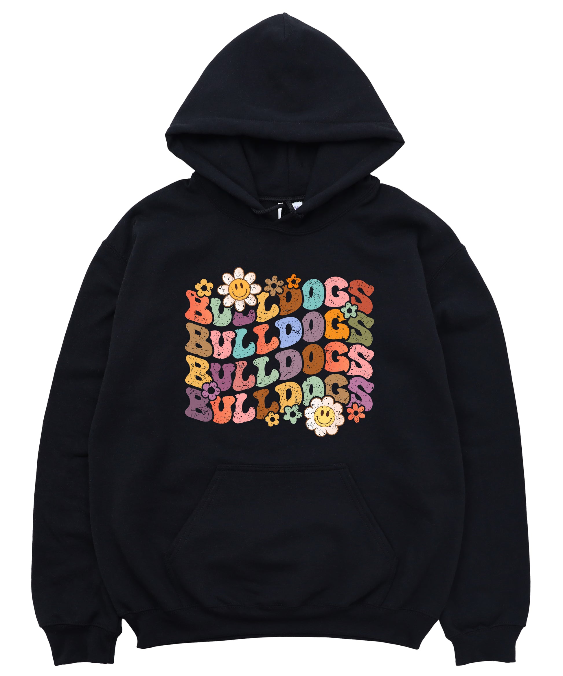 Bulldogs groovy retro school spirit hoodie in Black - view 7