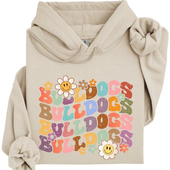 Bulldogs groovy retro school spirit hoodie in Sand - view 3