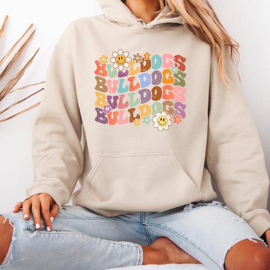 Bulldogs groovy retro school spirit hoodie in Sand - view 7
